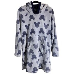 DISNEY MICKEY MOUSE FAUX FUR FLEECE Women’s Blue Long Sleeve Pullover Hoodie